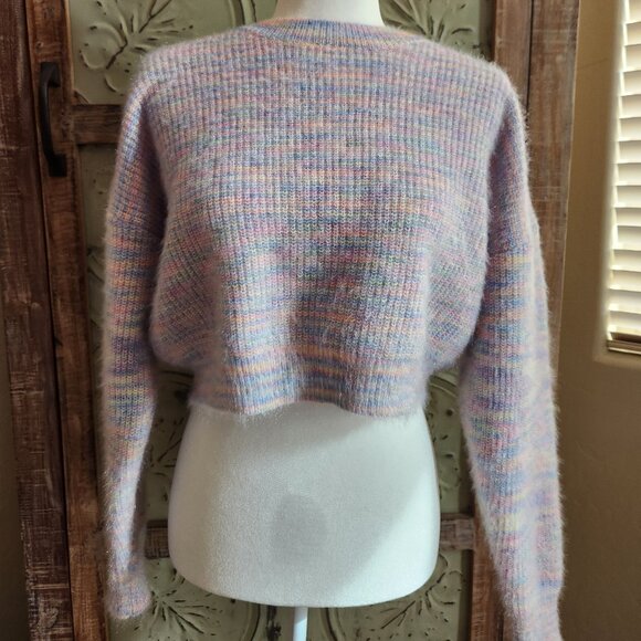 Pastel Knit Cropped Sweater | Medium - Picture 2 of 6